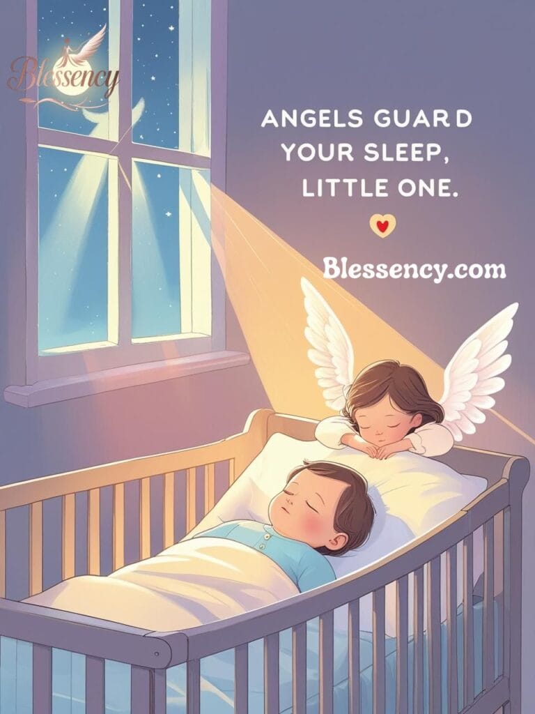 Guardian angel prayer for children at night, Christian night prayer image, bedtime protection for kids