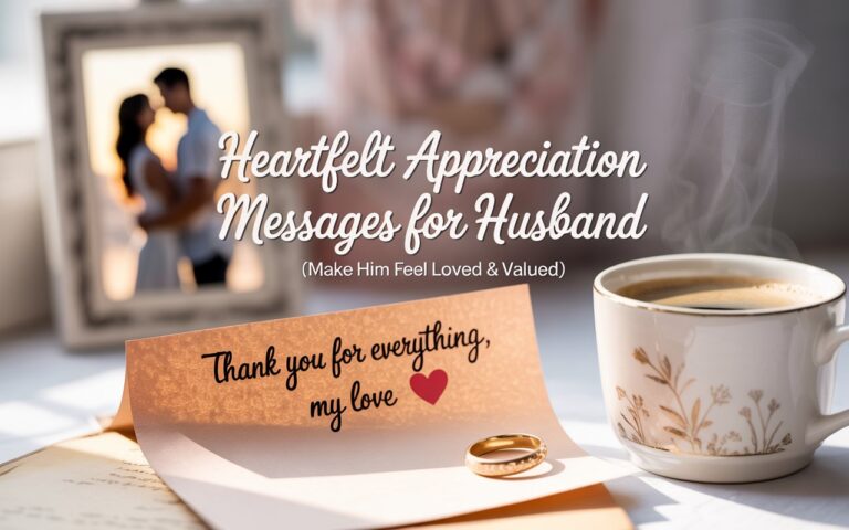 50+ appreciation messages for husband – romantic love note with coffee and ring in soft warm lighting