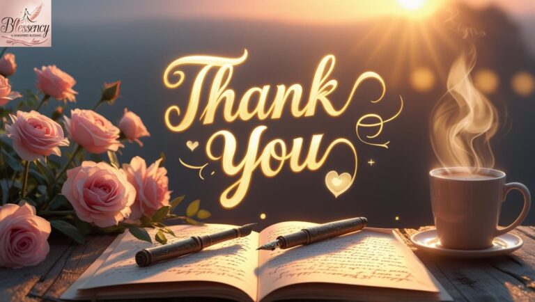 “Elegant flat-lay of a Creative Ways to Say Thank You letter with pastel flowers, glowing text, and a golden sunlight aesthetic — expressing heartfelt gratitude in a creative, beautiful way.”