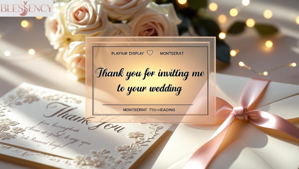 thank you for inviting me to your wedding featured image with message card and wedding invite