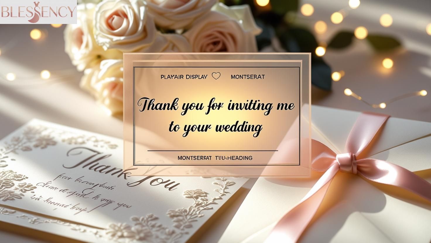 thank you for inviting me to your wedding featured image with message card and wedding invite