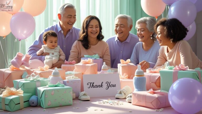"Baby shower thank you messages for family with heartfelt emotions and warm celebration atmosphere"