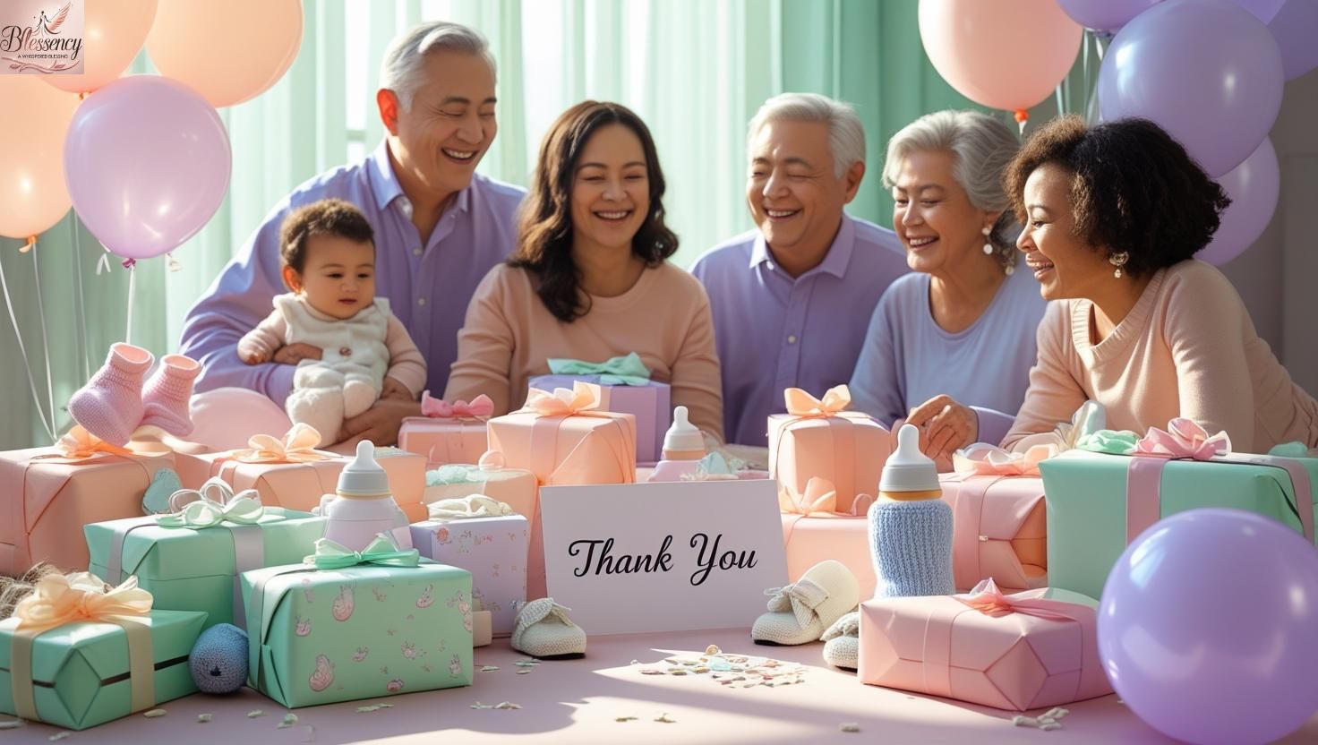 "Baby shower thank you messages for family with heartfelt emotions and warm celebration atmosphere"