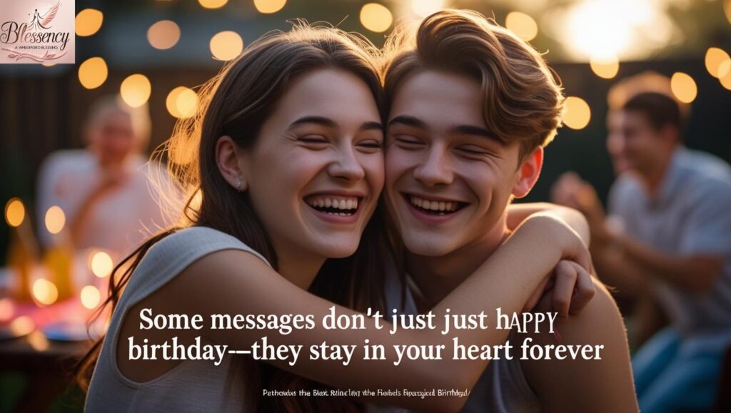 “Close friends hugging at a backyard birthday party – emotional thank-you moment.”