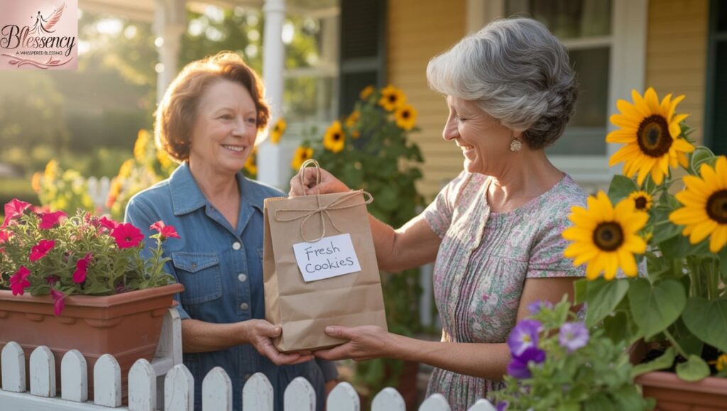 Warm thank you for your hospitality to neighbor with gift exchange
