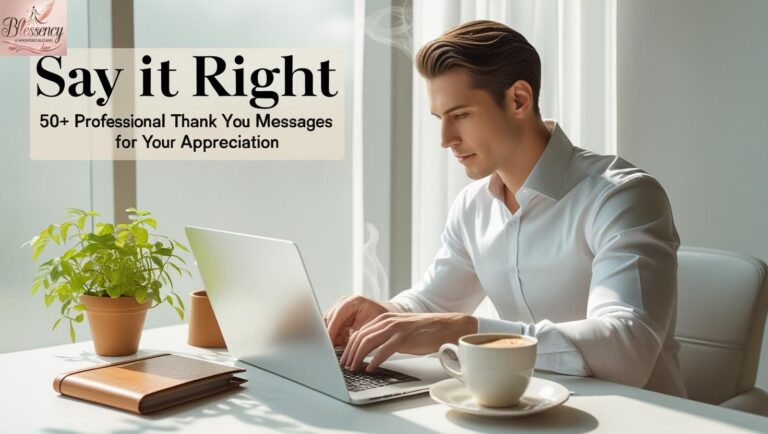 Professional thank you message for appreciation shown on laptop screen with office setting and soft lighting