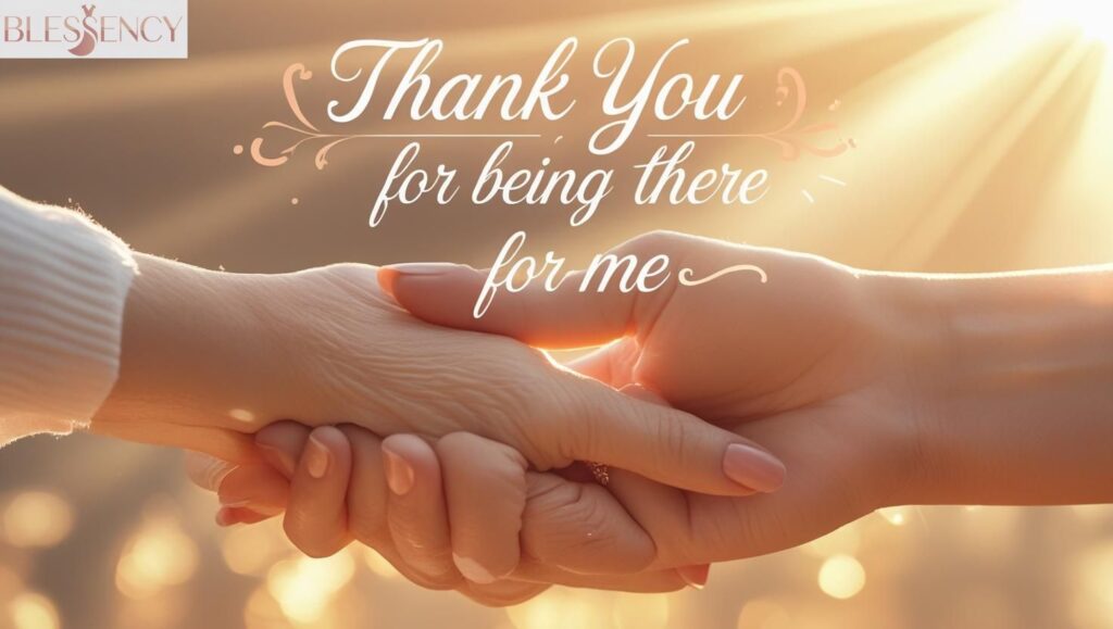 Emotional thank you image — holding hands showing support and connection, with thank you message overlay