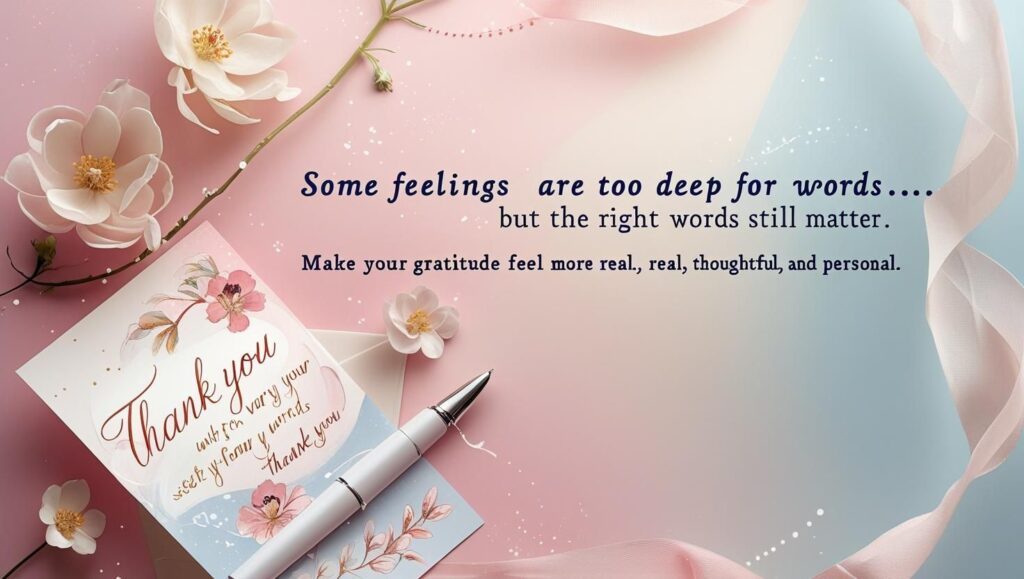 Why vary your thank you phrases – emotional gratitude quote and title image with soft colors and heartfelt design for Pinterest or social media