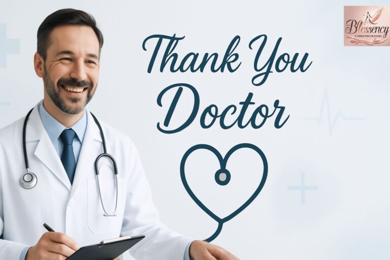 “100+ Thank You Doctor Messages and Notes to Express Heartfelt Gratitude & Appreciation – Smiling doctor with stethoscope heart design in soft medical-themed background.”