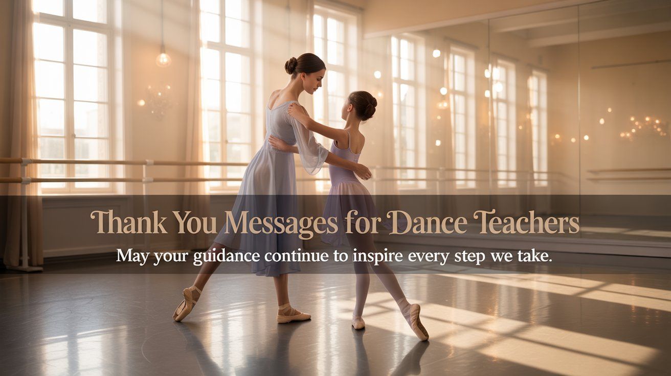 50+ Thank You Messages for Dance Teachers (Heartfelt & Inspirational Quotes) 1 “heartfelt thank you messages for dance teachers with inspiring quote in a peaceful dance studio setting”