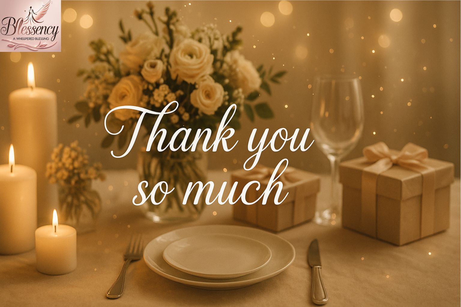 "Thank you for party your warm embrace, your laughter, your grace – for making this celebration unforgettable."
