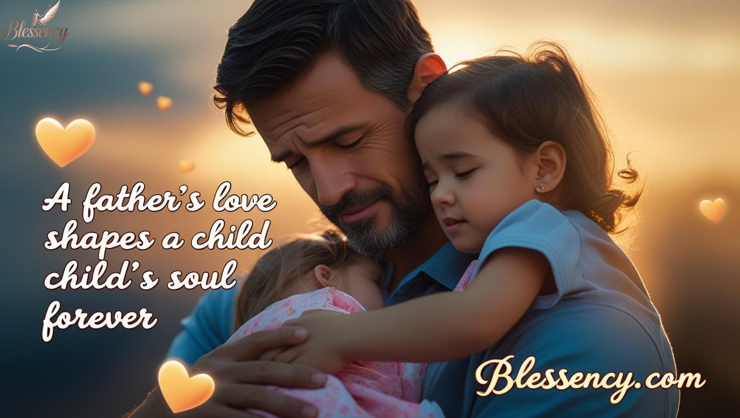 A touching photo of a father and child sharing an emotional moment — perfect visual for emotional father quotes, heartfelt dad memories, and father’s love legacy. Ideal for Blessency.com’s blog about honoring dads with deep, soul-stirring quotes. Keywords: emotional father quotes, heartfelt dad memories, father’s love, touching moments with dad, father legacy quotes.