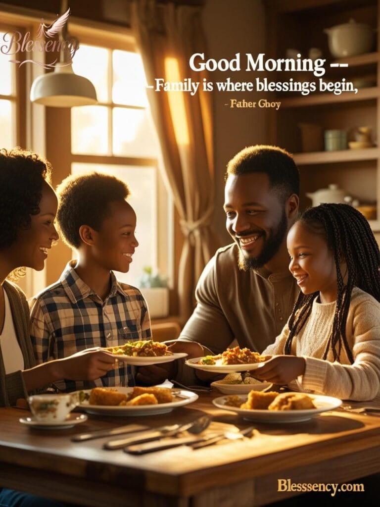 “Black family breakfast together – morning love and bonding image – blessency.com”