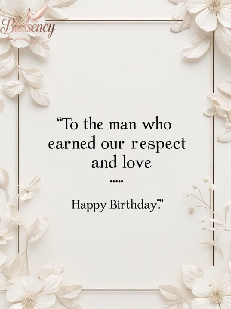Minimal happy birthday image for son-in-law with modern elegant quote