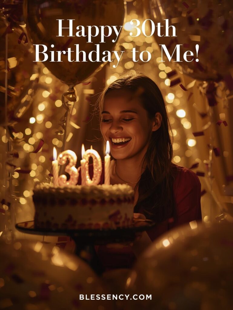 30th Birthday Sayings 60+ Happy 30th Birthday Messages and wishes 15 “Happy 30th birthday for yourself — self-love birthday celebration with cake, balloons, and confetti. Inspirational 30th birthday quote about personal growth and gratitude — Blessency.com”