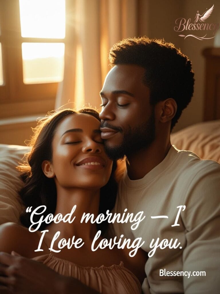 “Black man kissing woman’s forehead – emotional morning image – blessency.com”