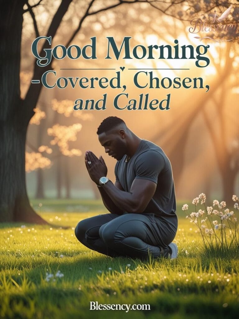 “Black man praying outdoors – faith-based good morning image – blessency.com”
