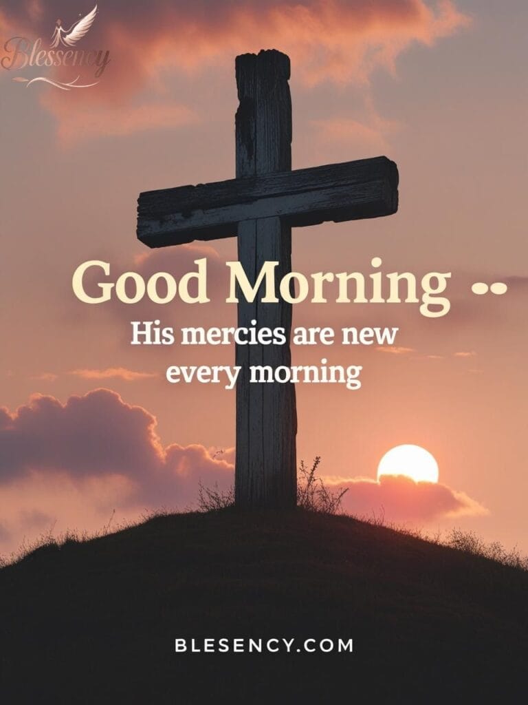 “Sunrise cross silhouette – Christian good morning blessing image – blessency.com”
