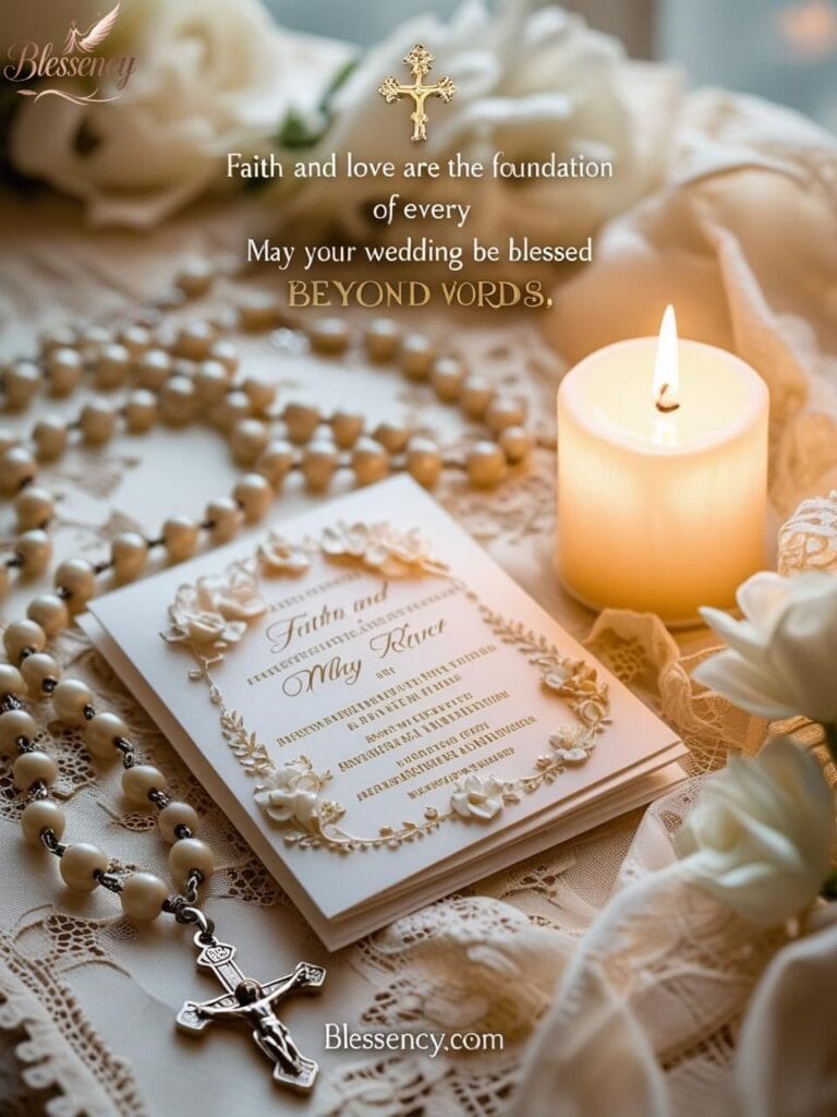 Religious wedding blessing image with Bible and rings – faith-based marriage inspiration by blessency.com