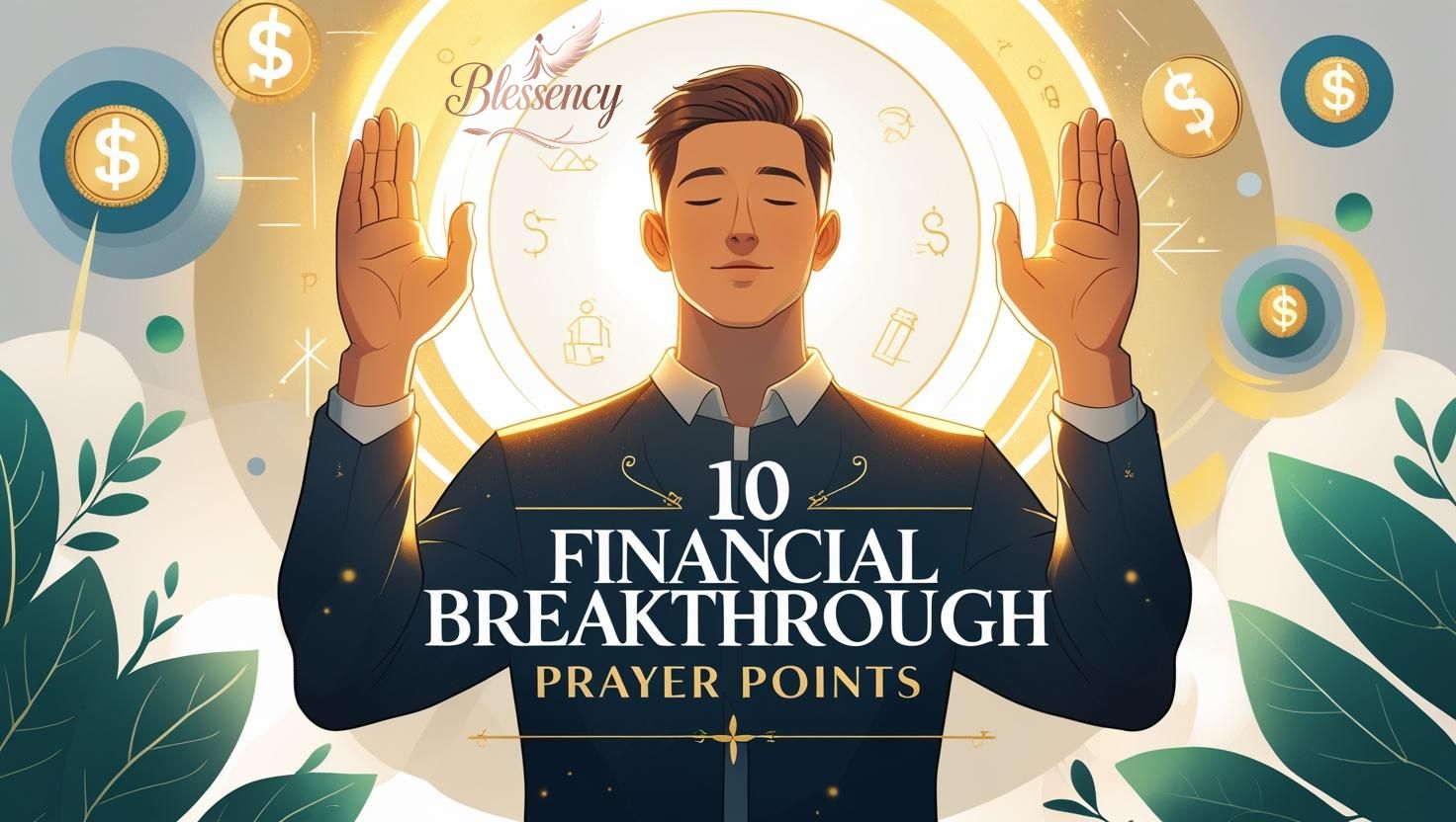 10 Financial Breakthrough Prayer Points to Invite God's Divine Favor 1 "10 Financial Breakthrough Prayer Points – thank God for your source of income, divine favor, contentment and patience, wisdom to manage your finances, financial blessings, good health and long life – spiritual prayer guide image for blog on blessency.com"