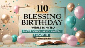 "110 Blessing Birthday Wishes to Myself blog feature image showing heartfelt messages, prayers, gratitude, and birthday captions. Perfect for inspiring self-love, reflection, and motivational birthday quotes for myself."