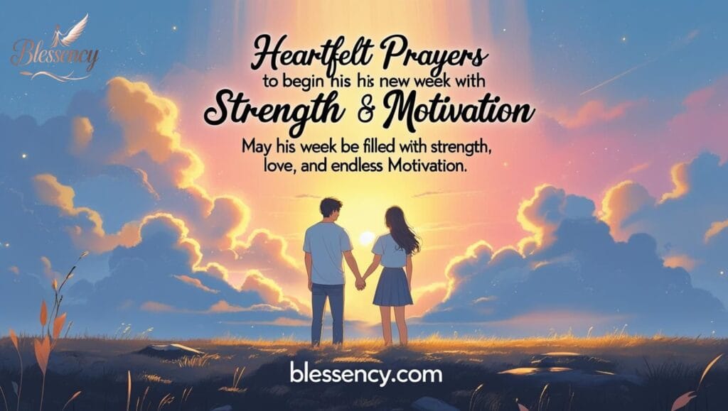 "Heartfelt new week prayer for my boyfriend – uplifting blessings of strength, motivation, and encouragement | Weekly prayers & love messages | Blessency.com"