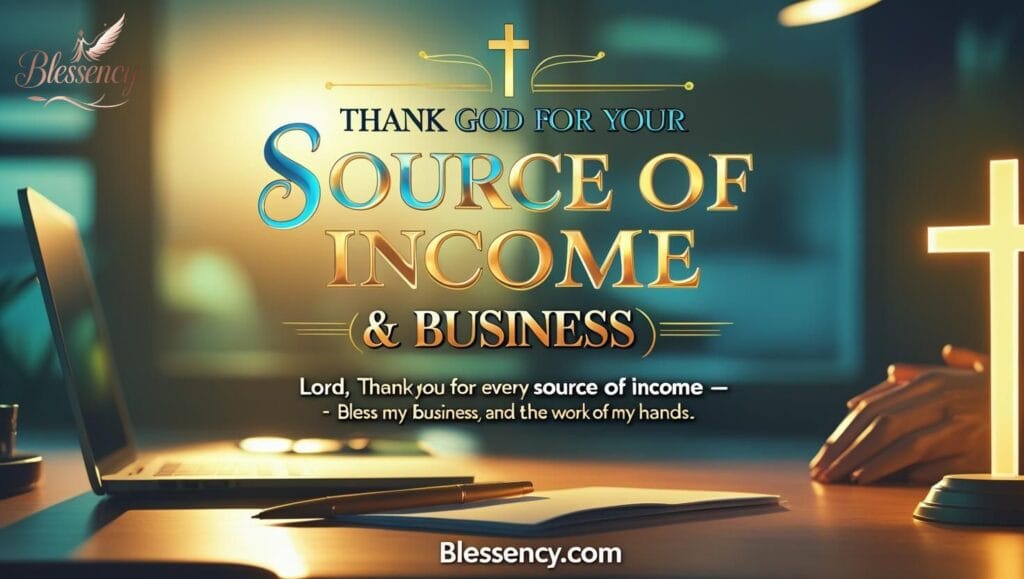 "Thank God for your source of income and business – prayer for job, career, and financial blessings with divine favor and gratitude | blessency.com"