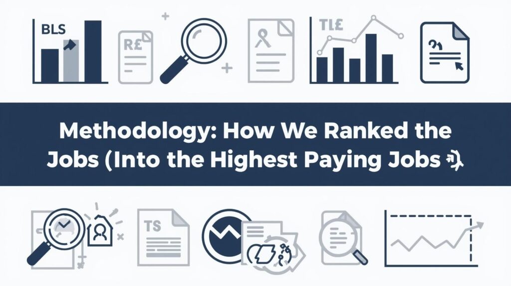 “Methodology: How We Ranked the Highest Paying Jobs 2025 with data sources BLS, Glassdoor, and Payscale infographic design.”