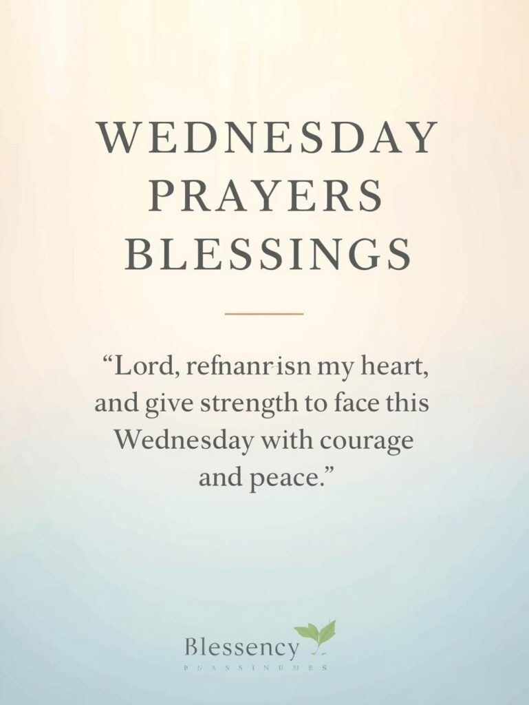 “Wednesday Morning Prayers for Strength and Renewal inspirational image with sunrise background, short prayer for courage and peace — Blessency.com | Wednesday morning prayer and midweek blessings.”