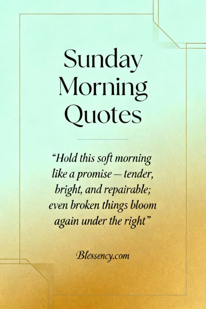 ✦ Short Sunrise Quotes & Captions — 100+ Short, Inspiring Lines for Instagram 9 Minimal typographic pin titled “Sunday Morning Quotes” offering a hopeful sunrise quote — optimized for sunrise quotes short and restorative captions.