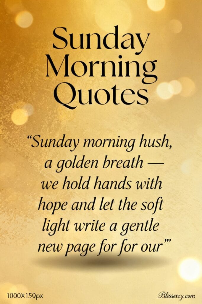 ✦ Short Sunrise Quotes & Captions — 100+ Short, Inspiring Lines for Instagram 15 Typographic image titled “Sunday Morning Quotes” with a gentle heart-touching sunrise quote — sunrise quotes short and dawn inspiration.