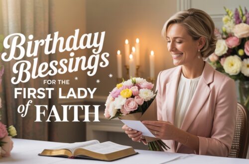 85+ Heartfelt Birthday Wishes for Pastor Wife and First Lady of the Church 28 “Heartfelt birthday wishes for pastor wife and first lady of the church — elegant Christian celebration scene with flowers, Bible, and divine light representing religious birthday wishes and grace.”