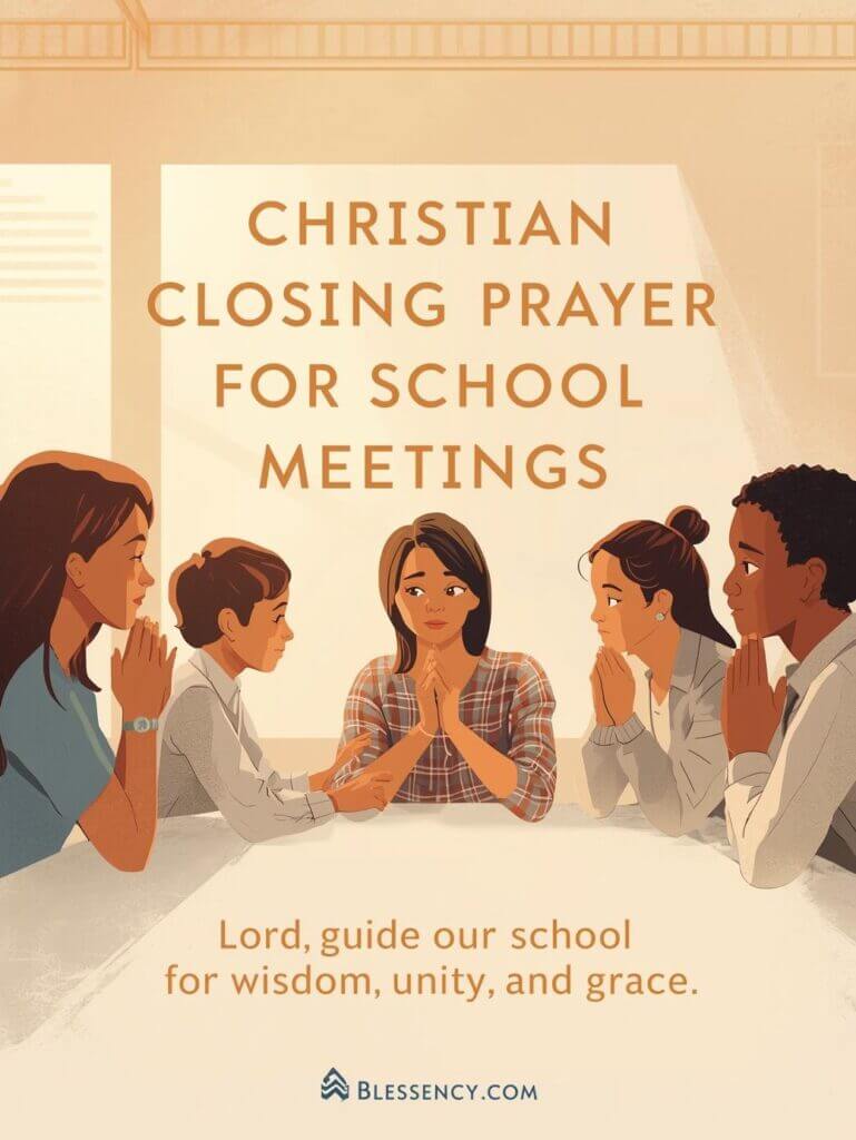 “Christian closing prayer for school meetings — teacher and student prayer, school blessings, end of meeting prayer, Blessency.com”