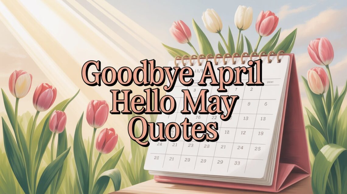 90+ Goodbye April Hello May Quotes, Blessings, and Prayers for a Fresh Start 1 "Feature image showing blooming tulips, sunlight, and a calendar flipping from April to May with text 'Goodbye April Hello May Quotes' symbolizing new beginnings, growth, and positivity for the new month."