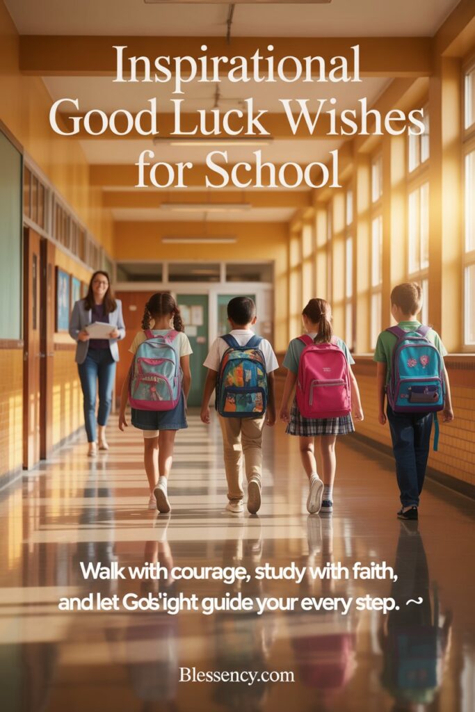 150+ Positive And Best Exam Wishes for Students from Teachers 10 “Inspirational good luck wishes for school students walking with confidence under sunlight — faith-based encouragement and blessings by Blessency.com.”