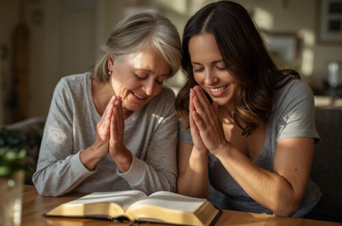 A mother-in-law prayer daughter-in-law, symbolizing heartfelt prayers for daughter-in-law, family unity, and Christian faith in love and blessings.