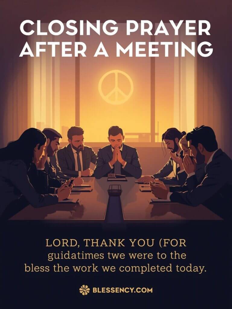 “Closing prayer after a meeting — gratitude prayer, workplace blessing, team unity prayer, Blessency.com”