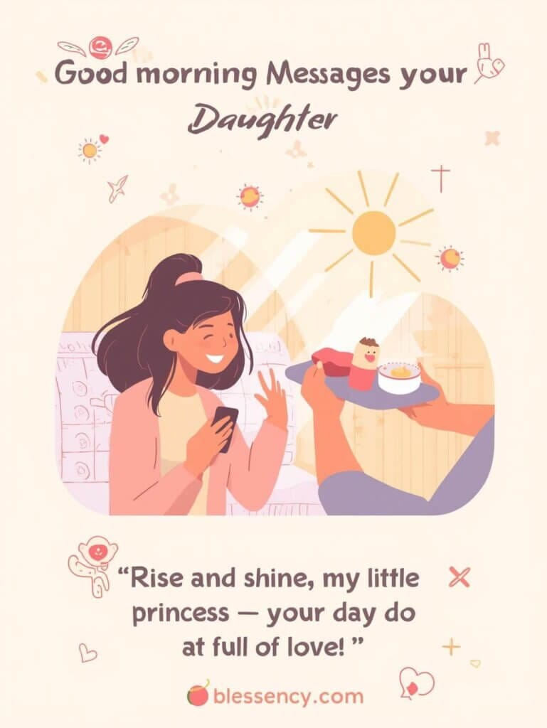 “Heartwarming good morning messages for daughter to brighten her morning, featuring motivational quotes, parent-daughter love, blessings, and inspirational morning vibes — blessency.com”